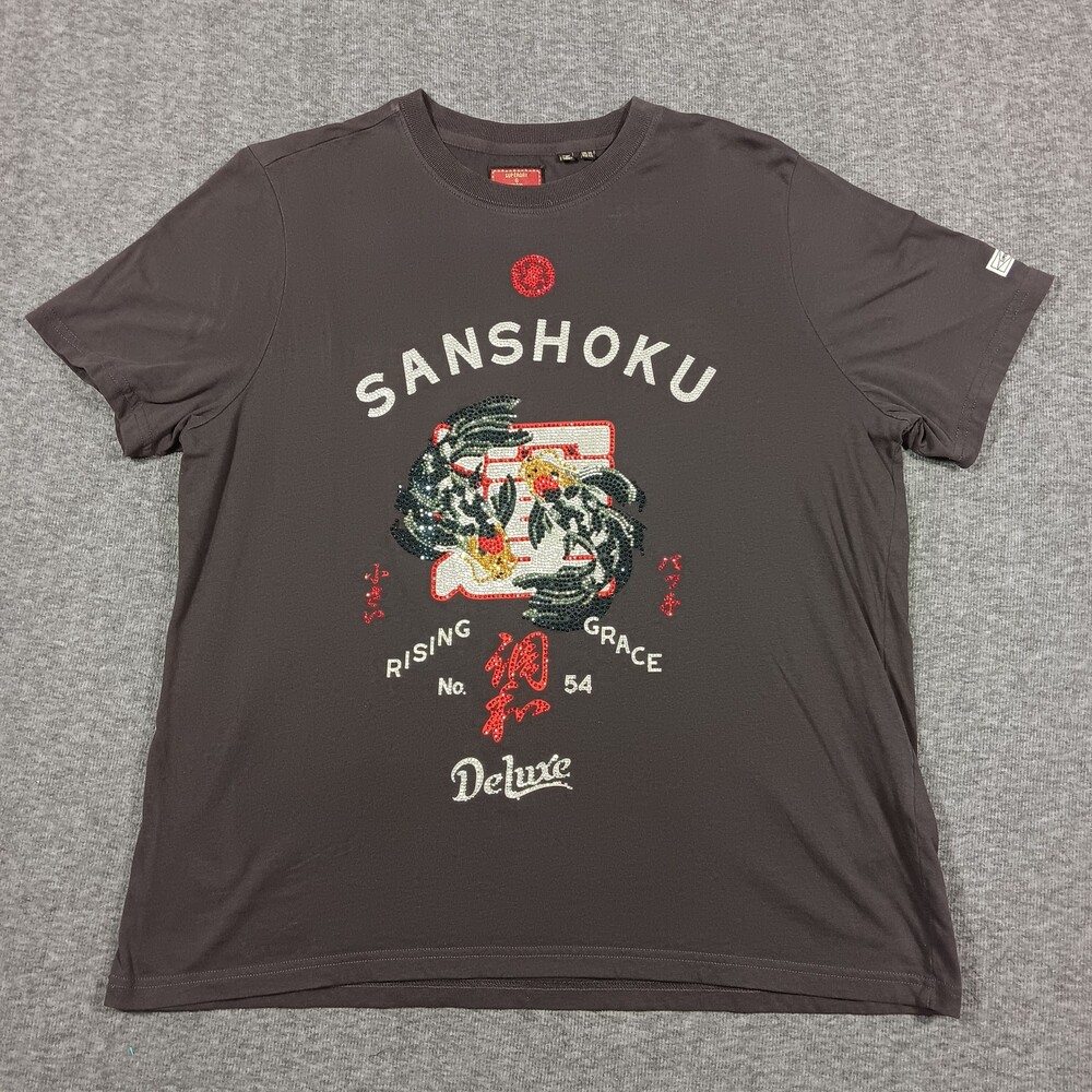 Superdry Shirt Womens Large Sanshoku Rising Grace Deluxe Sequin Graphic Tee